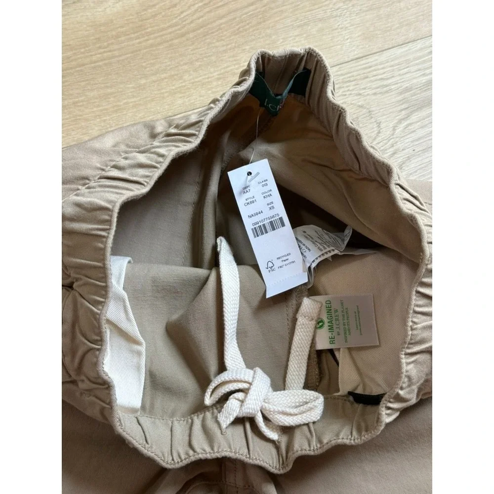 NWT Mens J.Crew Slim Dock Pant Khaki drawstring waist pull on cordura size XS